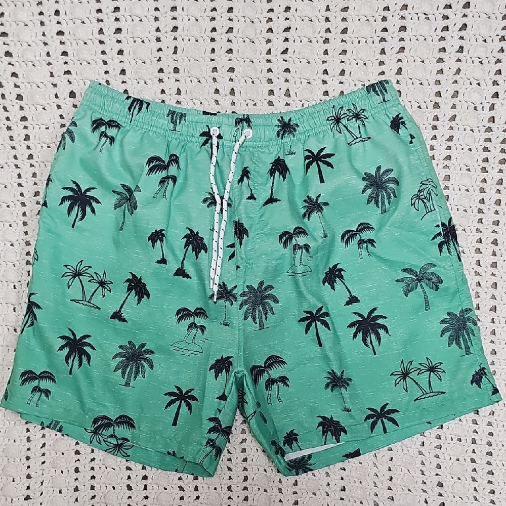 Tropical Palm Tree Swim Shorts - Green